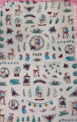 Christmas Nail Sticker - Blue Reindeer #620