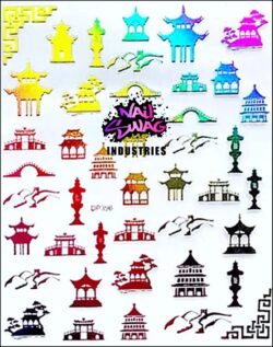 Nail Sticker Temple ~ Multi Colour #396