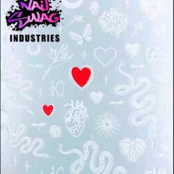 Nail Sticker Snakes & Love ~ White  #32602