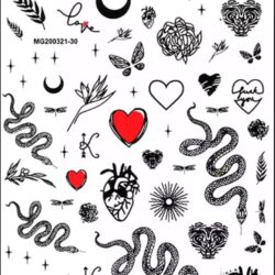 Nail Sticker Snakes & Love ~ Black #32601